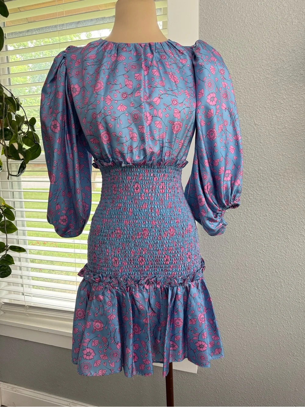 Cynthia Rowley Rosalyn Smocked Silk Twill Dress   Size XS - Picture 4 of 8